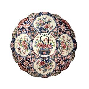 Albert Kessler & Co. Japanese Imari Style Scalloped Chop Plate Platter Vintage